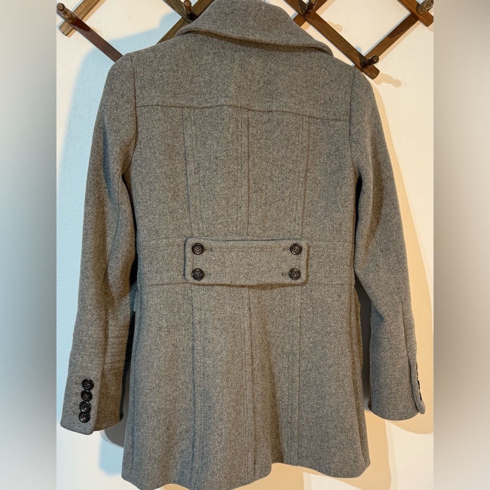 J Crew Women Gray Wool Blend Peacoat Belted Pockets Size 4 EUC - Picture 10 of 11